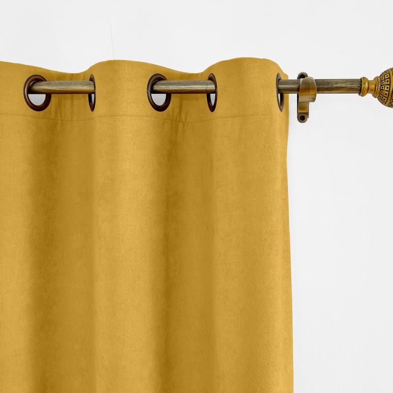 CUSTOM Kante Yellow Polyester Cotton Drapery With Lining Curtains