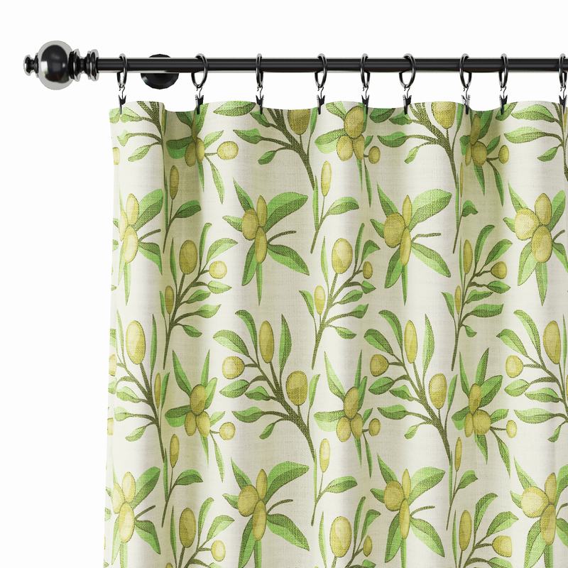 Nature Print Polyester Linen Curtain Drapery ASHER