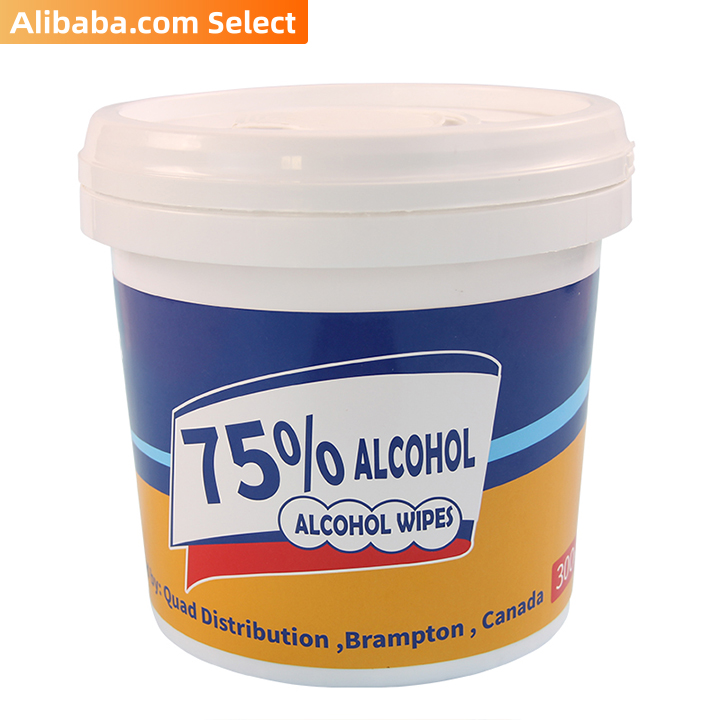 Alibaba select 75% Alcohol Wipes Disinfectant Wipes 300pcs in Canister for US/EU market