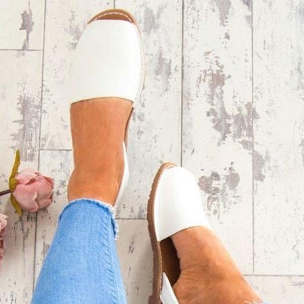 Solid Color Slip on Espadrilles Flip Flop Flats Sandals