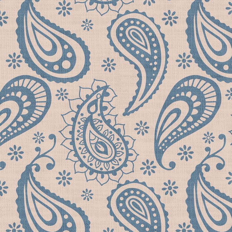 Paisley Polyester Linen Curtain Drapery with Privacy Blackout Thermal Lining AMBER