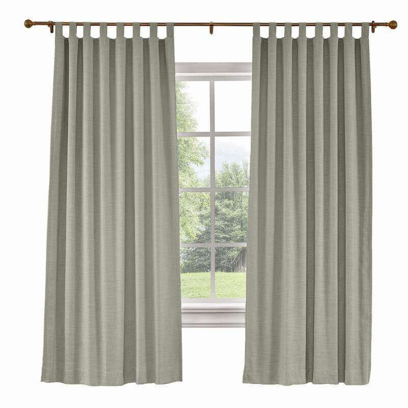 CUSTOM Liz Light Gray Polyester Linen Curtain Drapery with Lined