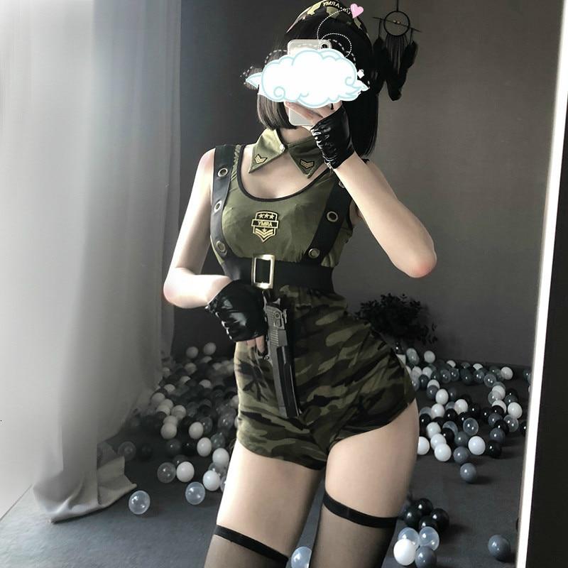 Cool Girl Army Soldier Costume Roleplay Policewoman Sexy Lingerie Dress EG0591