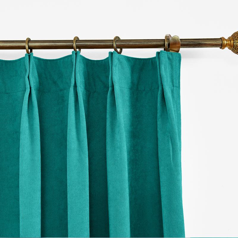 CUSTOM Kante Turquoise Polyester Cotton Drapery With Lining Curtains