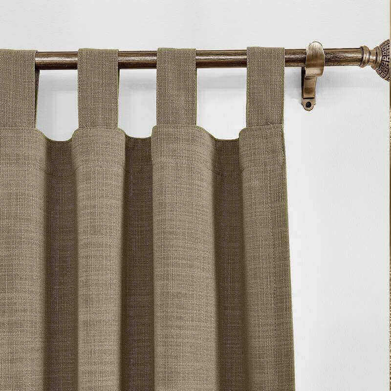 CUSTOM Liz Taupe Grey Polyester Linen Window Curtain Drapery with Lined