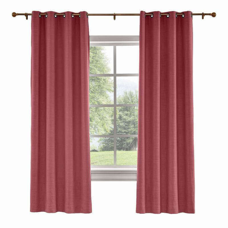CUSTOM Liz Red Wine Polyester Linen Curtain Drapery with Lined