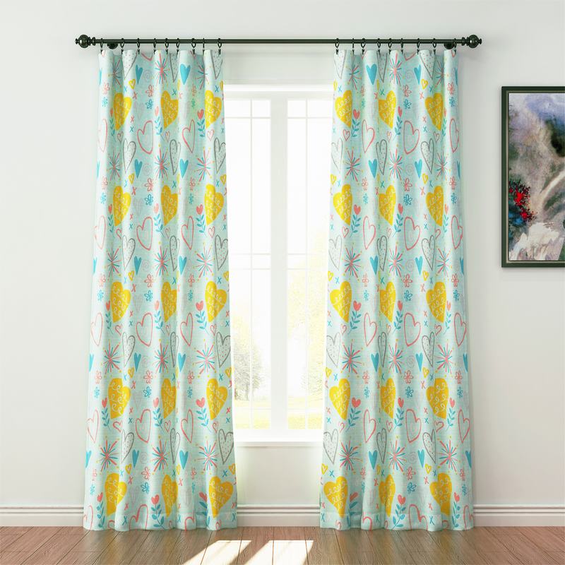 Kids Print Polyester Linen Curtain Drapery FINN