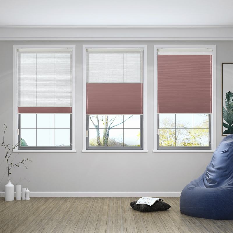 RALPH Cord Lift Blackout TriShades Day/Night Honeycomb Shade with White Backing White Sheer