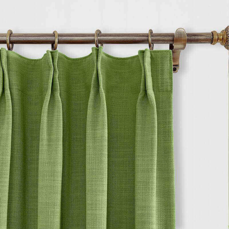 CUSTOM Liz Green Polyester Linen Window Curtain Drapery with Lined
