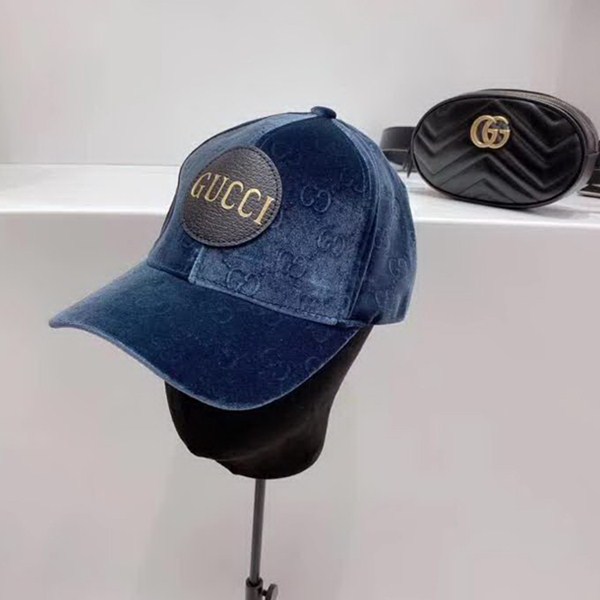 20冬季最新专柜款-古驰Gucci新款绒压花，老花gg皮标棒球帽，专柜同步新款，光滑绒面，尊显奢华质感，高级名媛贵族风