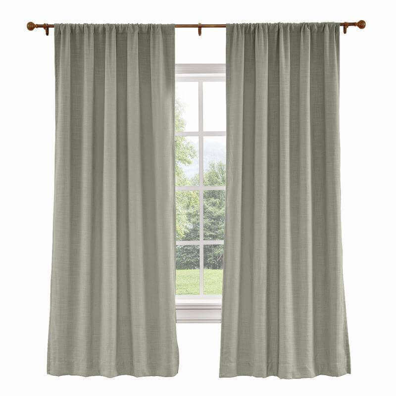 CUSTOM Liz Light Gray Polyester Linen Curtain Drapery with Lined