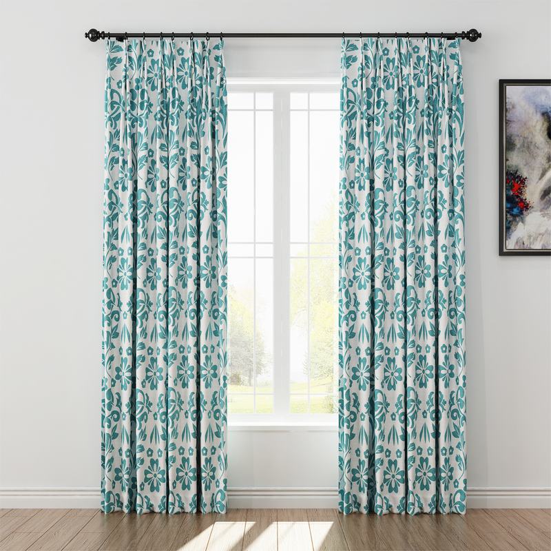 Nature Print Polyester Linen Curtain Drapery ARLO