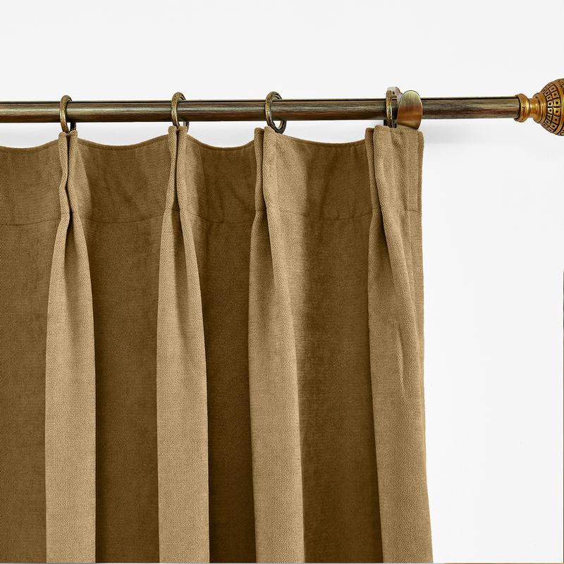 CUSTOM Kante Brown Polyester Cotton Drapery With Lining Curtains