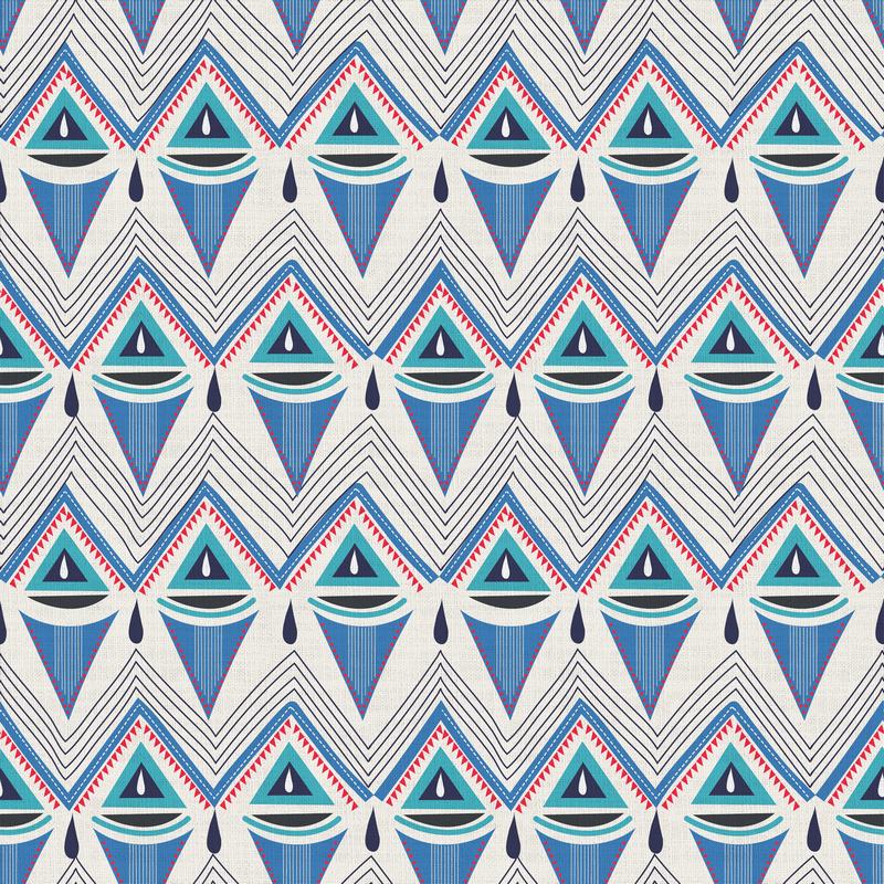 Abstract Print Polyester Linen Curtain Drapery ELIZABETH