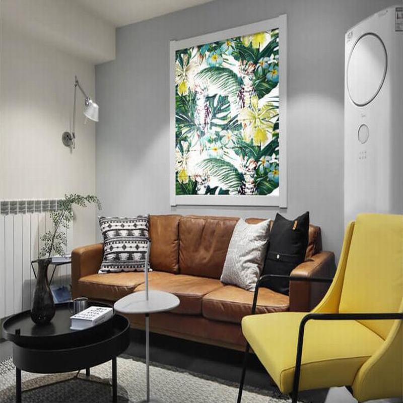 Print Polyester Roman Shade In Green