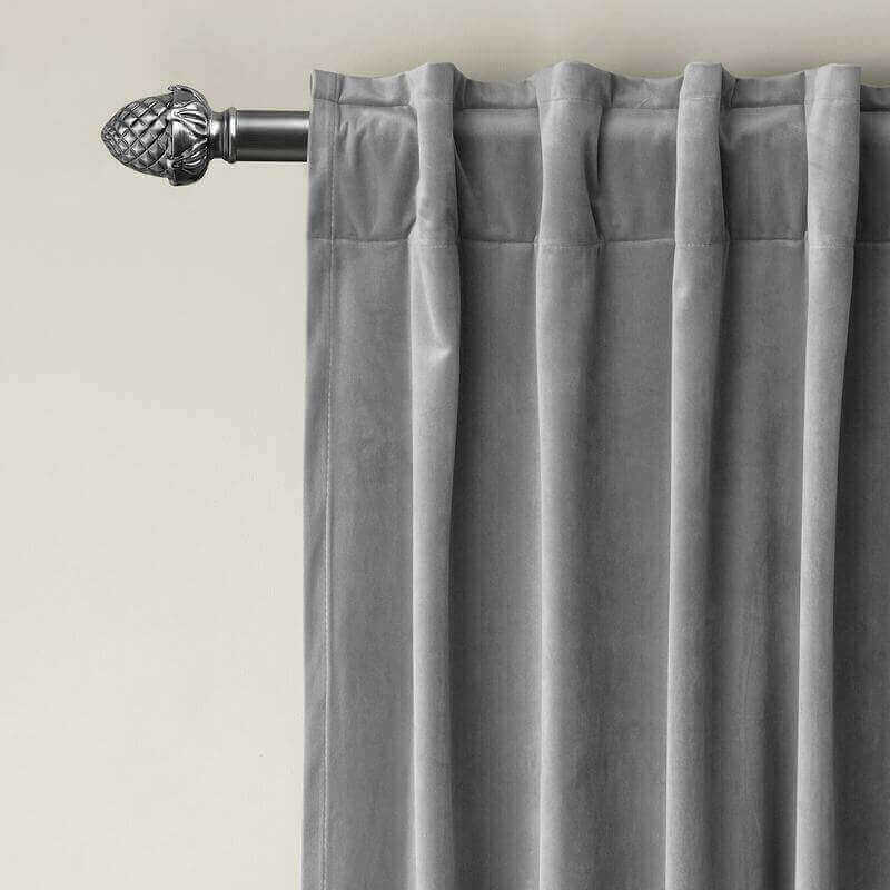 CUSTOM Birkin Grey Velvet Curtain Drapery With Lining For Traverse Rod Pole or Track