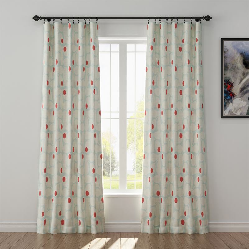 Abstract Print Polyester Linen Curtain Drapery PARROT