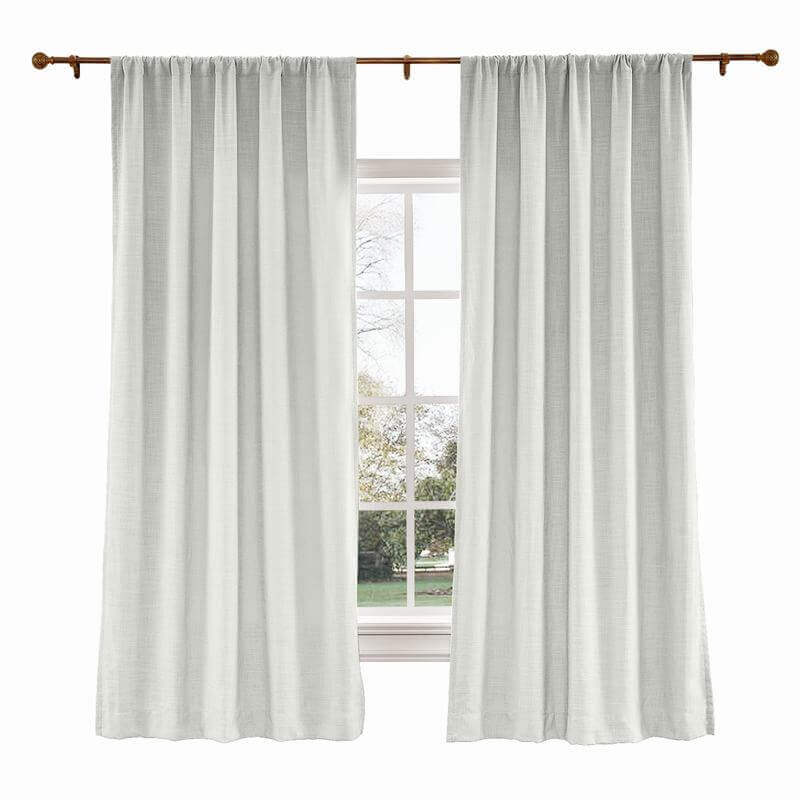 CUSTOM Liz Ivory White Polyester Linen Curtain Drapery with Lined