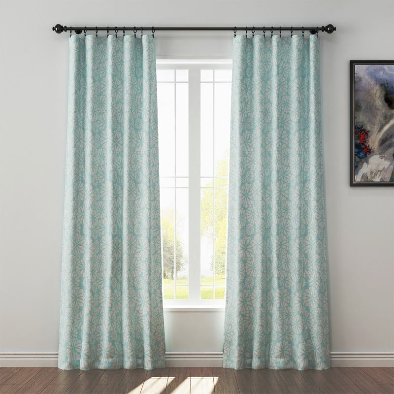 Geometric Print Polyester Linen Curtain Drapery CROWN