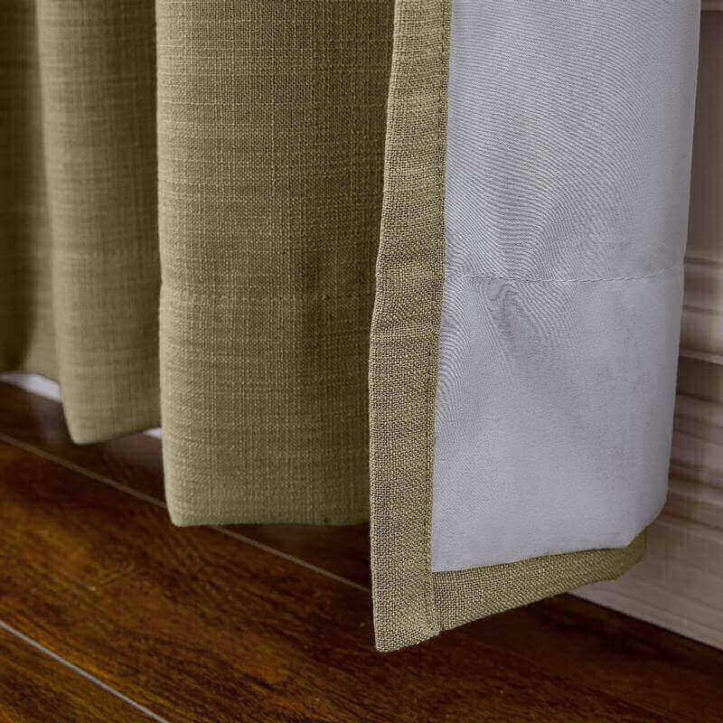 CUSTOM Liz Taupe Grey Polyester Linen Window Curtain Drapery with Lined