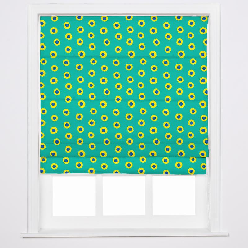 JUNIOR Abstract Print Polyester Linen Roman Shade