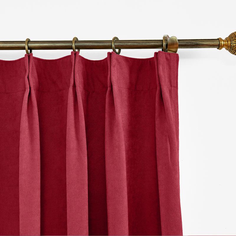 CUSTOM Kante Burgundy Polyester Cotton Drapery With Lining Curtains