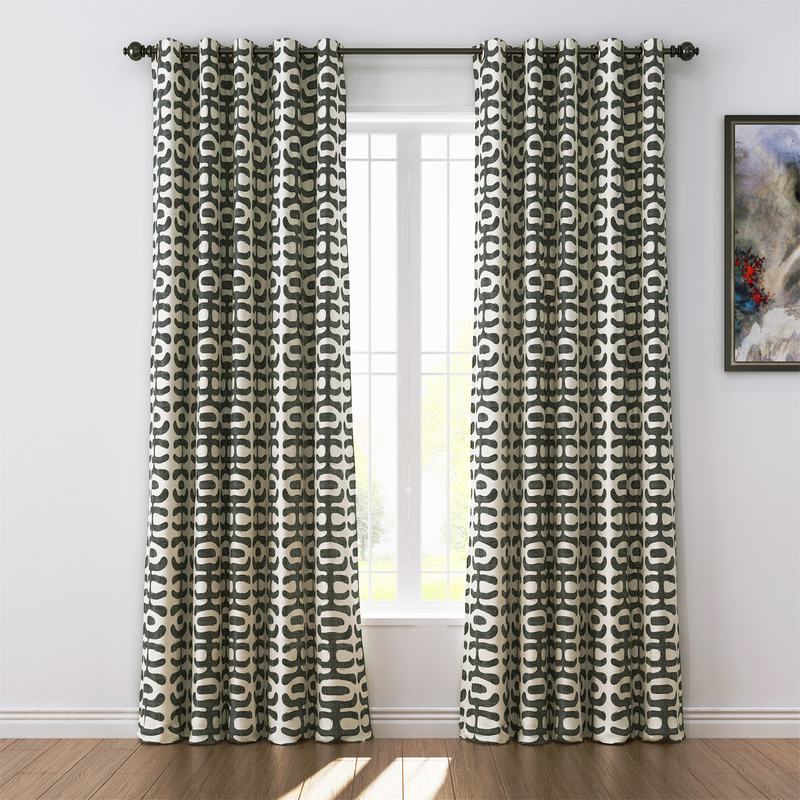 Abstract Print Polyester Linen Curtain Drapery GRAPE