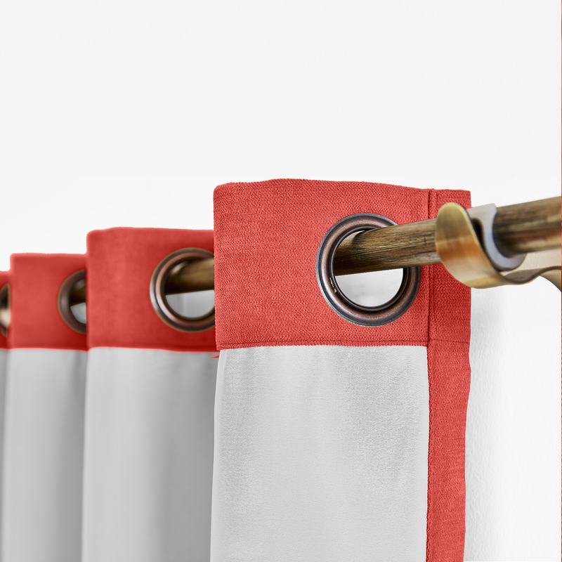 CUSTOM Kante Carnelian Polyester Cotton Drapery With Lining Curtains