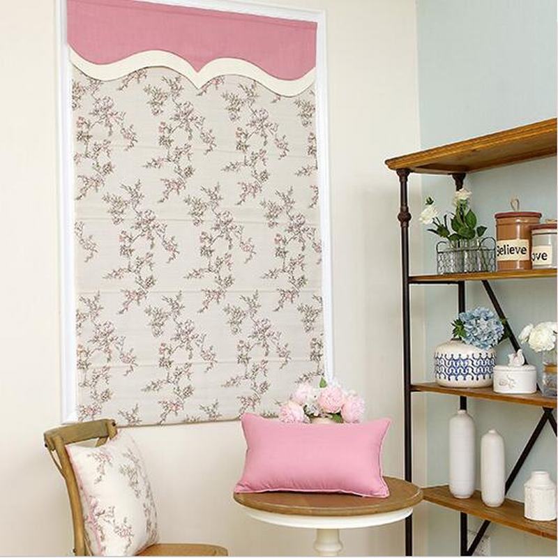 Print Polyester Roman Shade In Pink