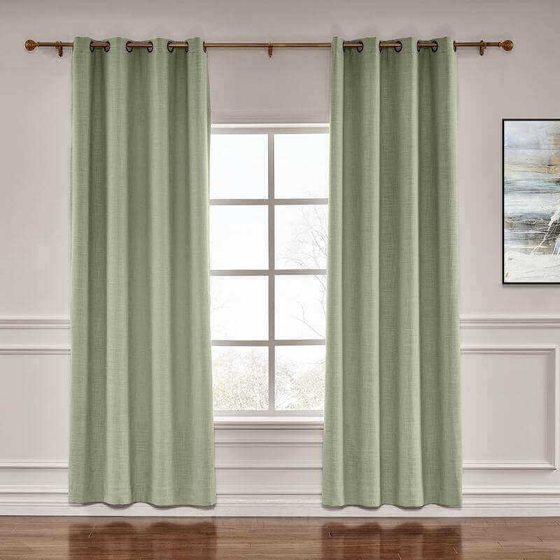 CUSTOM Liz Grey Polyester Linen Window Curtain Drapery with Lined