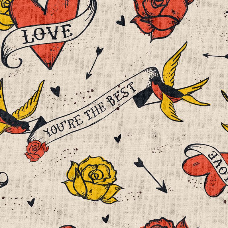 Love Print Polyester Linen Curtain Drapery with Privacy Blackout Thermal Lining CHERYL