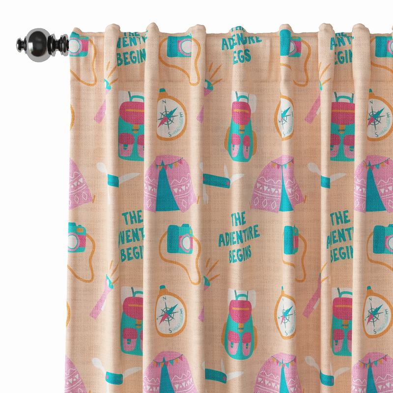 Kids Print Polyester Linen Curtain Drapery SILAS