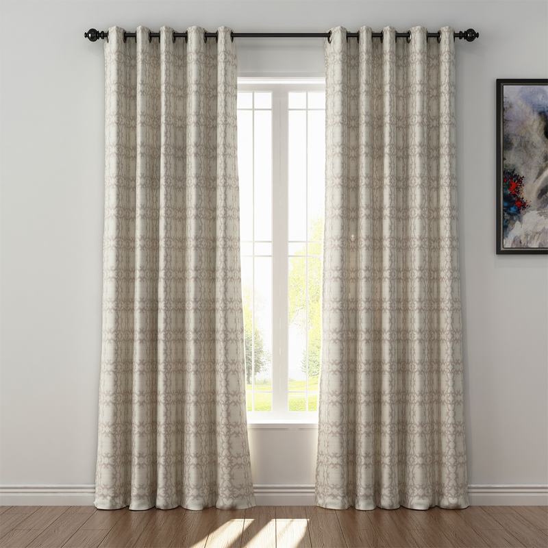 Geometric Print Polyester Linen Curtain Drapery SUMA