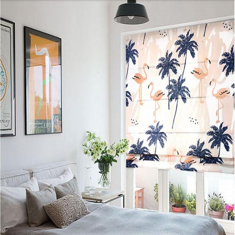 Print Polyester Roman Shade In Navy