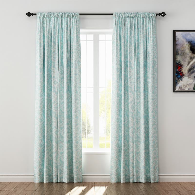 Geometric Print Polyester Linen Curtain Drapery CROWN