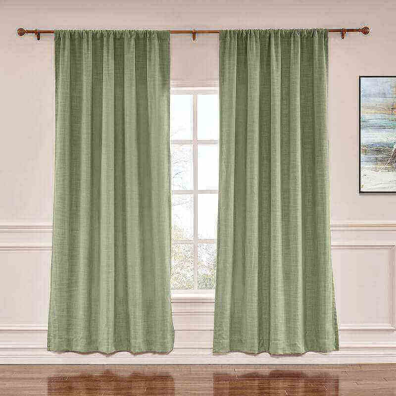 CUSTOM Liz Grey Polyester Linen Window Curtain Drapery with Lined