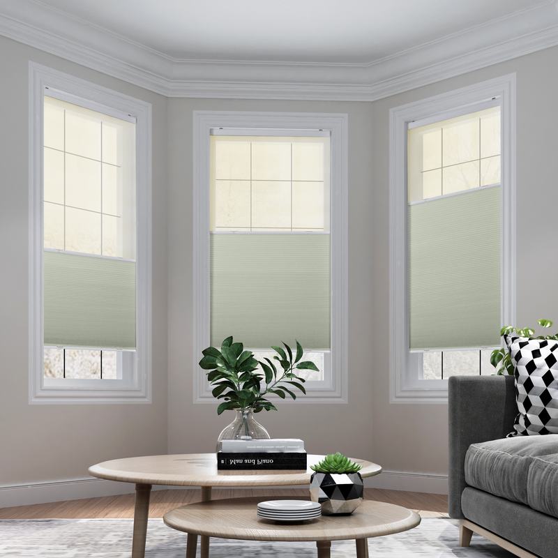 Rey Cordless Blackout TriShades Day/Night Honeycomb Shade Beige Sheer