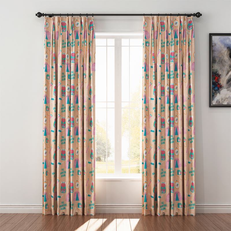 Kids Print Polyester Linen Curtain Drapery SILAS