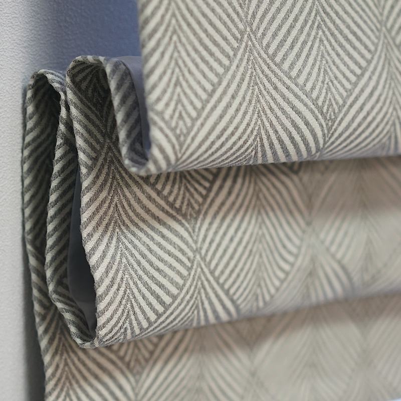 Stripe Polyester Roman Shade In Grey White