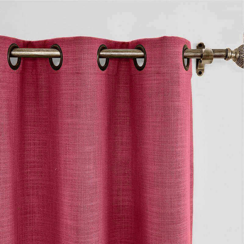 CUSTOM Liz Burgundy Red Polyester Linen Window Curtain Drapery with Lined
