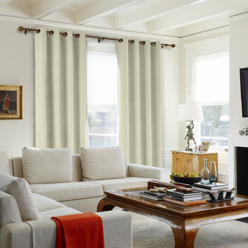 CUSTOM Kante Beige Polyester Cotton Drapery With Lining Curtains