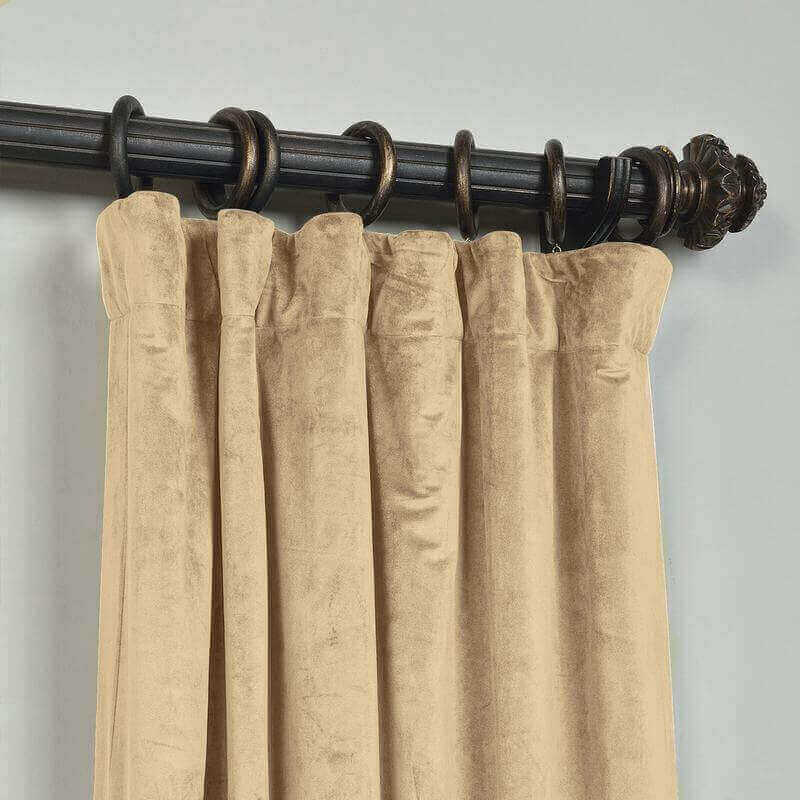 CUSTOM Birkin Cream Velvet Curtain Drapery With Lining For Traverse Rod Pole or Track