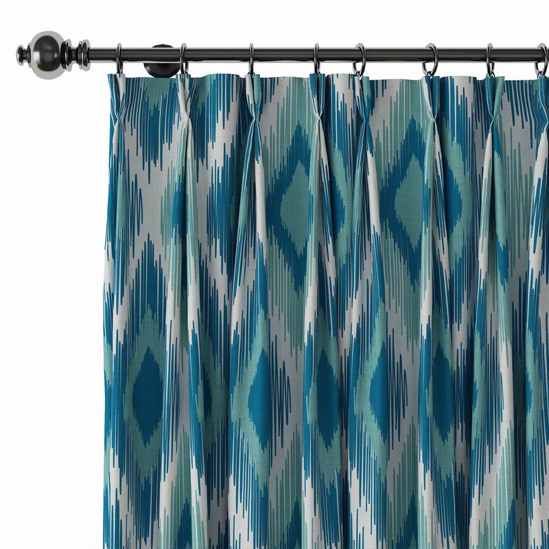 Geometric Print Polyester Linen Curtain Drapery with Privacy Blackout Thermal Lining CLIFF