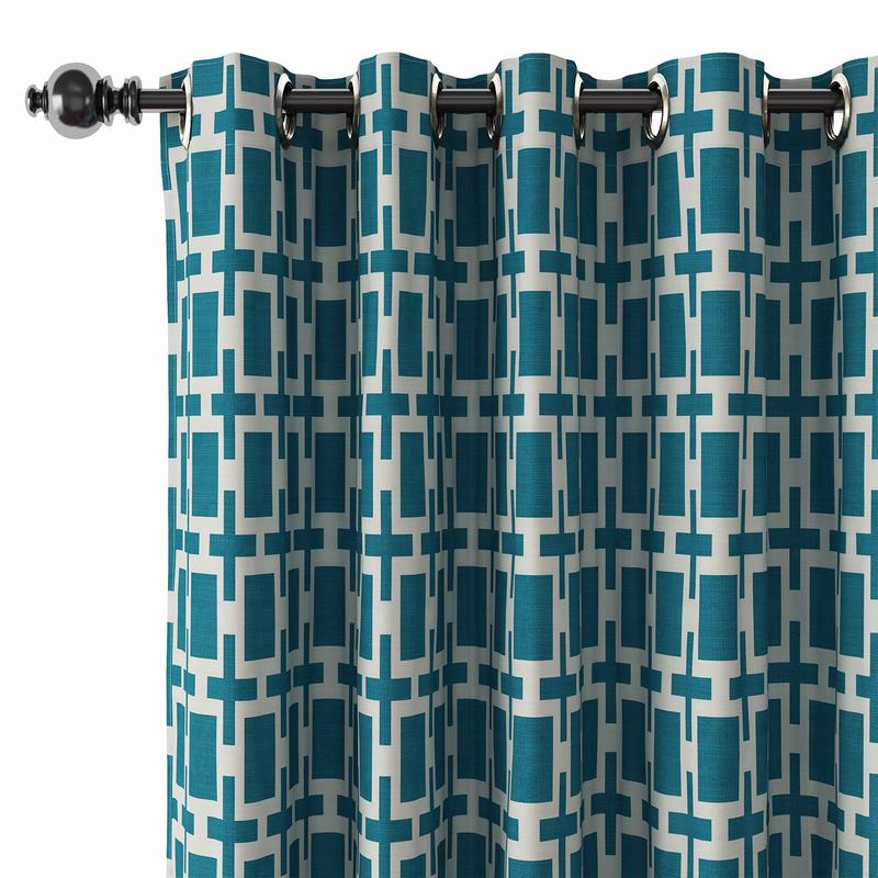 Abstract Print Polyester Linen Curtain Drapery with Privacy Blackout Thermal Lining CHELSEA