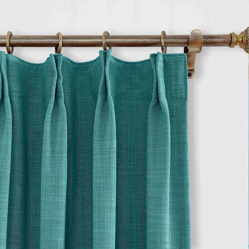 CUSTOM Liz Everglade Teal Polyester Linen Window Curtain Drapery with Lined
