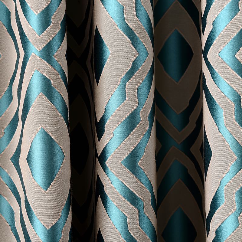 High Density Rhomboid Jacquard Drapery Dust Proof Two-Toned Damask Diamond Curtain NINA
