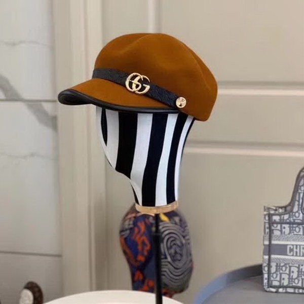 20冬季最新专柜款-古驰Gucci秋冬新款高品质羊毛军帽，经典时尚织带LOGO，法式名媛风！超显气质的款式