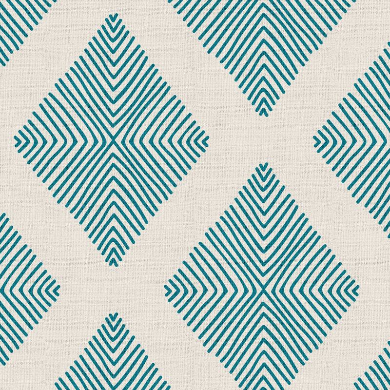 Geometric Print Polyester Linen Curtain Drapery with Privacy Blackout Thermal Lining COLIN