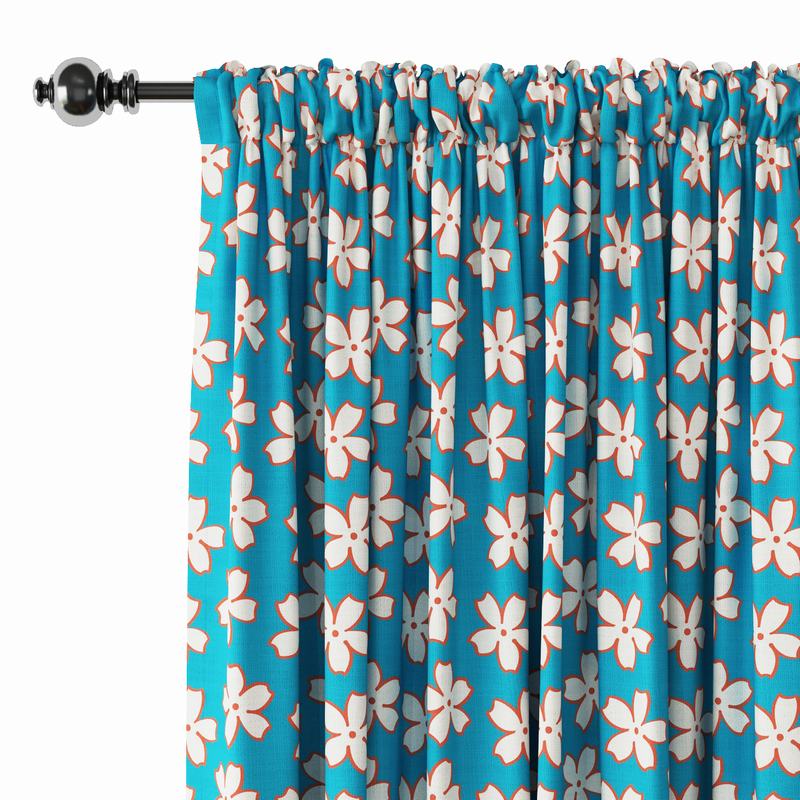 Abstract Print Polyester Linen Curtain Drapery ELODIE