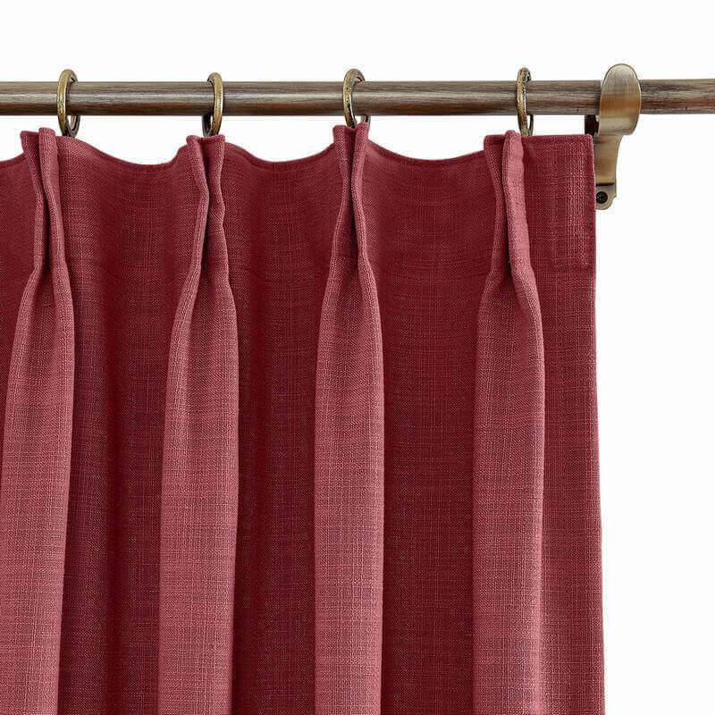 CUSTOM Liz Red Wine Polyester Linen Curtain Drapery with Lined